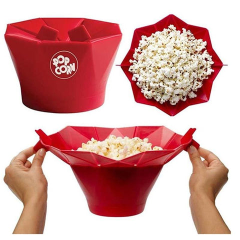 Microwave silicone popcorn bowl